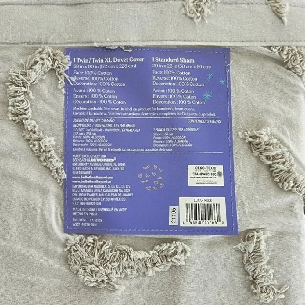new Wild Sage Corinna 2-pc Cotton TWIN XL Dorm Duvet Cover Set - LUNAR ROCK GRAY